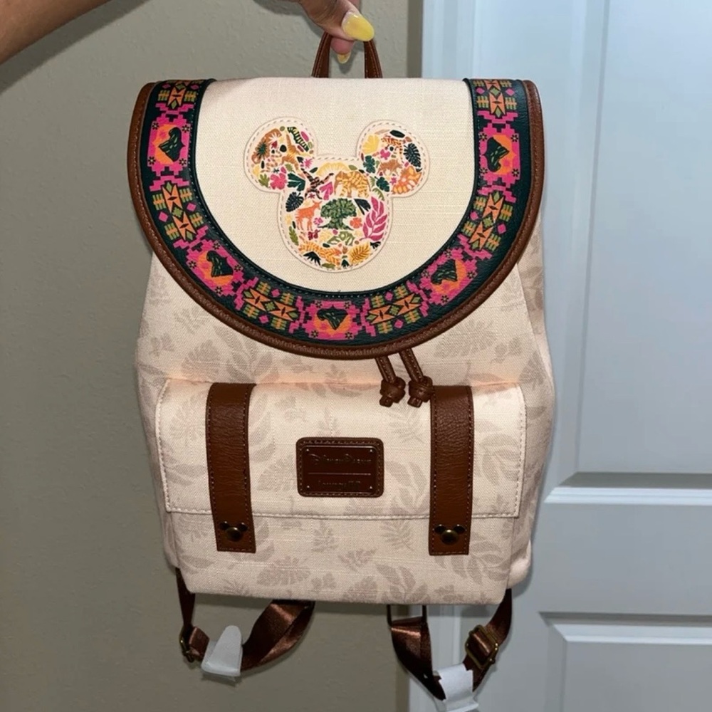 Floral Mickey Mouse Canvas Backpack Loungefly Animal Kingdom.